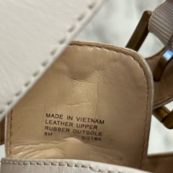 Michael Michael Kors leather Griffin Bootie block heel Cream gold buckle size 8 - Picture 6 of 8